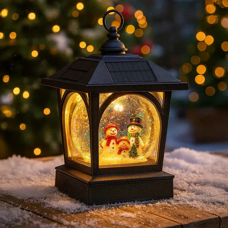 Holiday-Themed Solar Table Lantern & Fence Post Cap Combo
