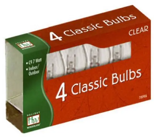 Holiday Wonderland 1094C-88 C9 Ceramic Clear Christmas Light Bulbs – 4-Pack Replacement Set (100 Bulbs)