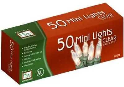 Holiday Wonderland 4050-88A Clear Incandescent Mini Christmas Lights – 50-Light Strand (Single Unit)