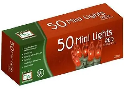 Holiday Wonderland 4053-88A Red Mini Christmas Lights – 50-Bulb Strand (24 Sets)