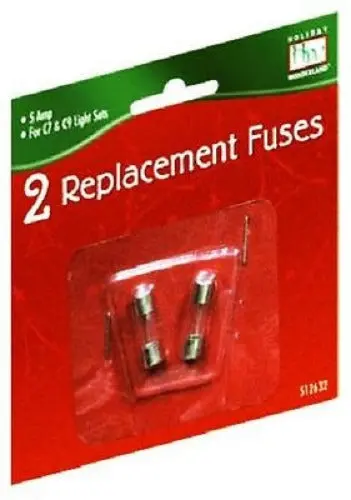 Holiday Wonderland 5-Amp Replacement Fuses for C7 and C9 Light Sets – 1015-88, 2-Pack, 30 Units