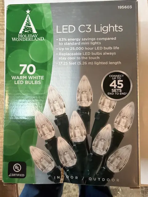 Holiday Wonderland 70-Light Warm White C3 LED Faceted String Lights