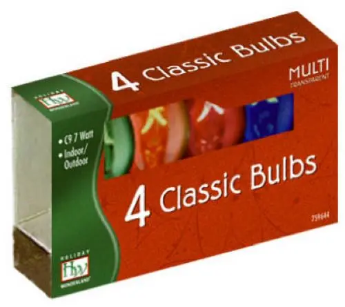 Holiday Wonderland C9 Ceramic Multi-Color Transparent Light Bulbs (4-Pack, 75 Total)