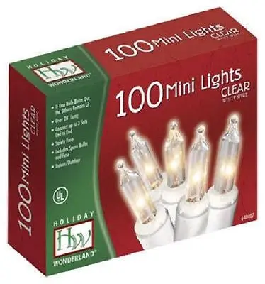 Holiday Wonderland Clear Christmas Light Sets – 100-Count, White Cord (Case of 12)