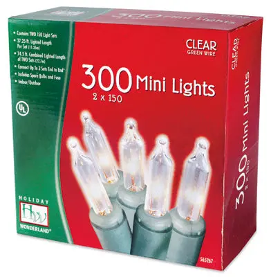 Holiday Wonderland Clear Miniature Holiday Lights (300 Count) – 8-Set Bundle
