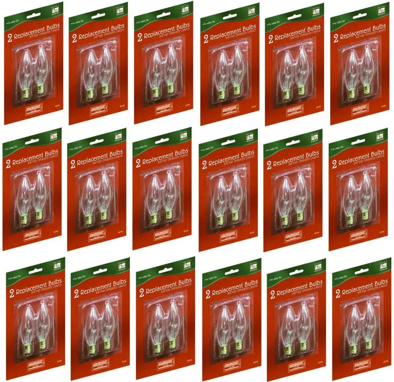 Holiday Wonderland T-16-88 Battery-Operated Window Candle Bulbs – 2-Pack Replacement Set (18 Bulbs)
