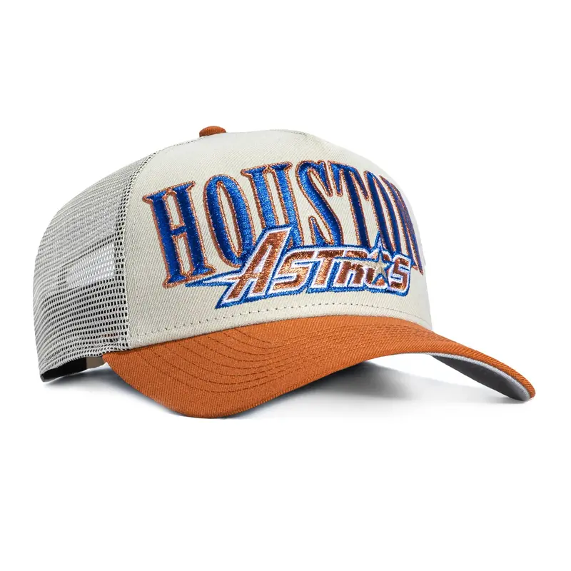 Houston Astros Trucker Logo Snapback – New Era 9Forty A-Frame in Stone & Brown