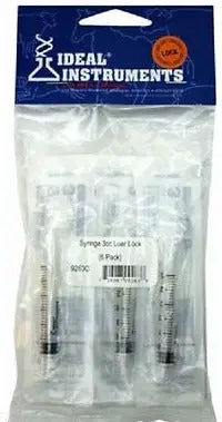 Ideal Instruments 3cc Livestock Syringes – Luer Lock, Sterile Disposable, 6-Pack × 4 (24 Total)