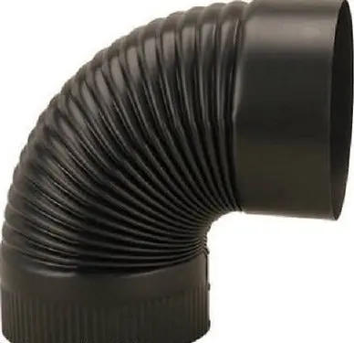 Imperial Black Corrugated Stove Pipe Elbow – 6″ × 24 Gauge