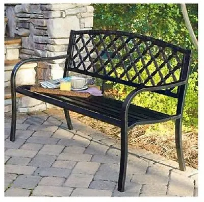 Imperial Lattice-Back Steel Garden Bench – 50″ × 23″ × 33″