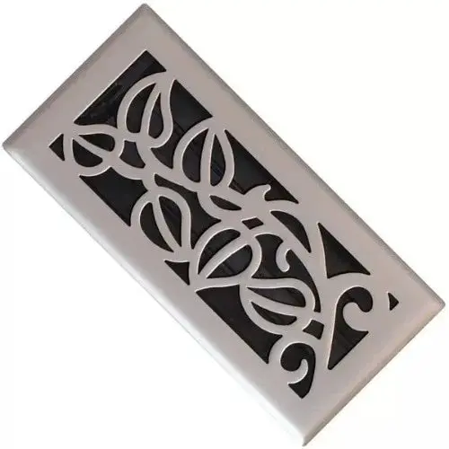 Imperial Vine Floor Register – 4″ × 12″, Satin Nickel Finish
