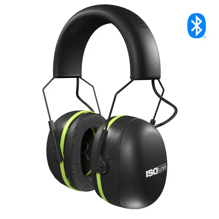 ISOtunes AIR DEFENDER Bluetooth Earmuffs – Black/Safety Green Hearing Protection (IT-46)