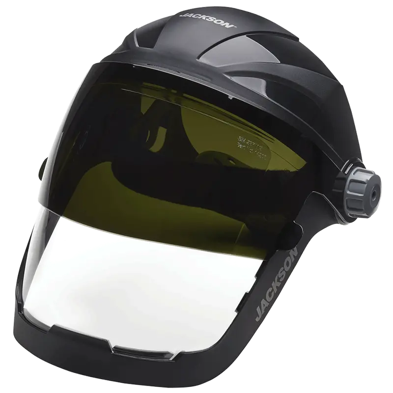 Jackson Safety Quad 500 Welding Face Shield Featuring Speed Dial Ratcheting Headgear & Flip-Up Lens (Models 14230/14233)