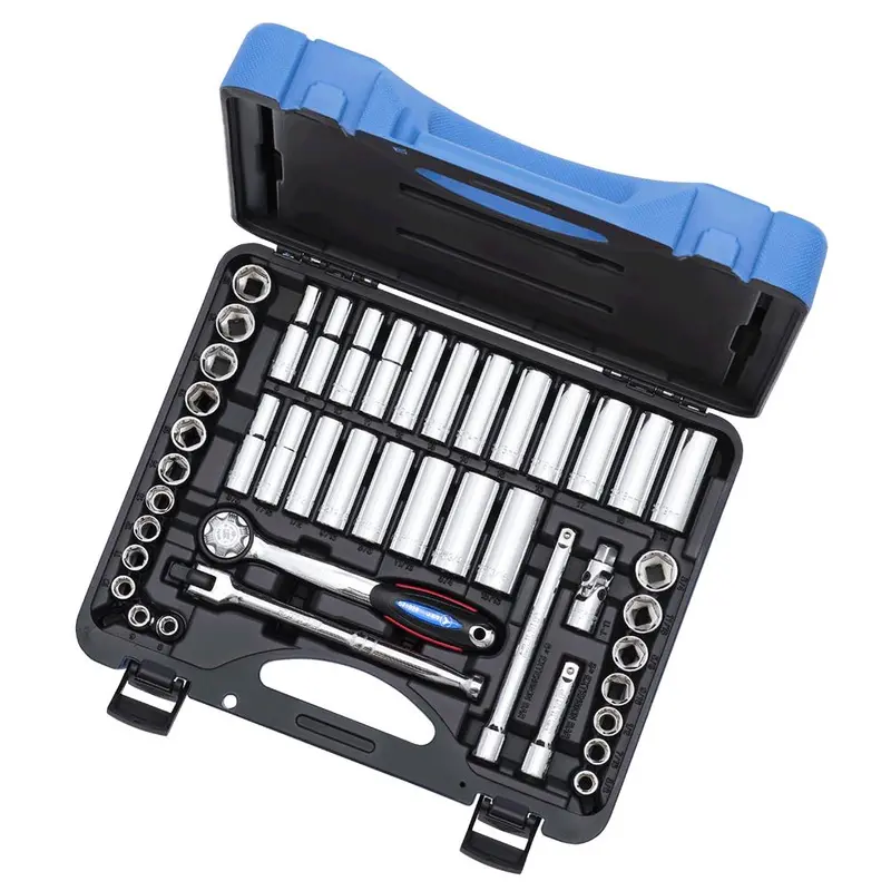 Jet 45-Piece 3/8-Inch Drive Ratchet and Socket Set – SAE/Metric, 6-Point Construction, Model 600241