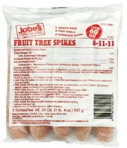 Jobe’s Fruit Tree Fertilizer Spikes – 8-11-11 Nutrient Formula (5-Pack × 32 Total)