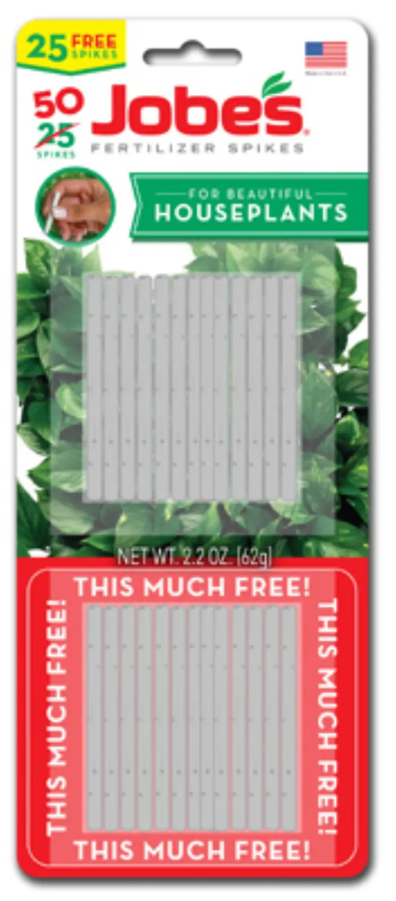 Jobe’s Houseplant Fertilizer Spikes – 13-5-4 Formula, 50-Pack for Indoor Greens (05031T)