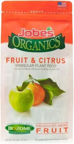 Jobe’s Organic Citrus & Fruit Tree Fertilizer – 4 lb Bag, NPK 3-5-5