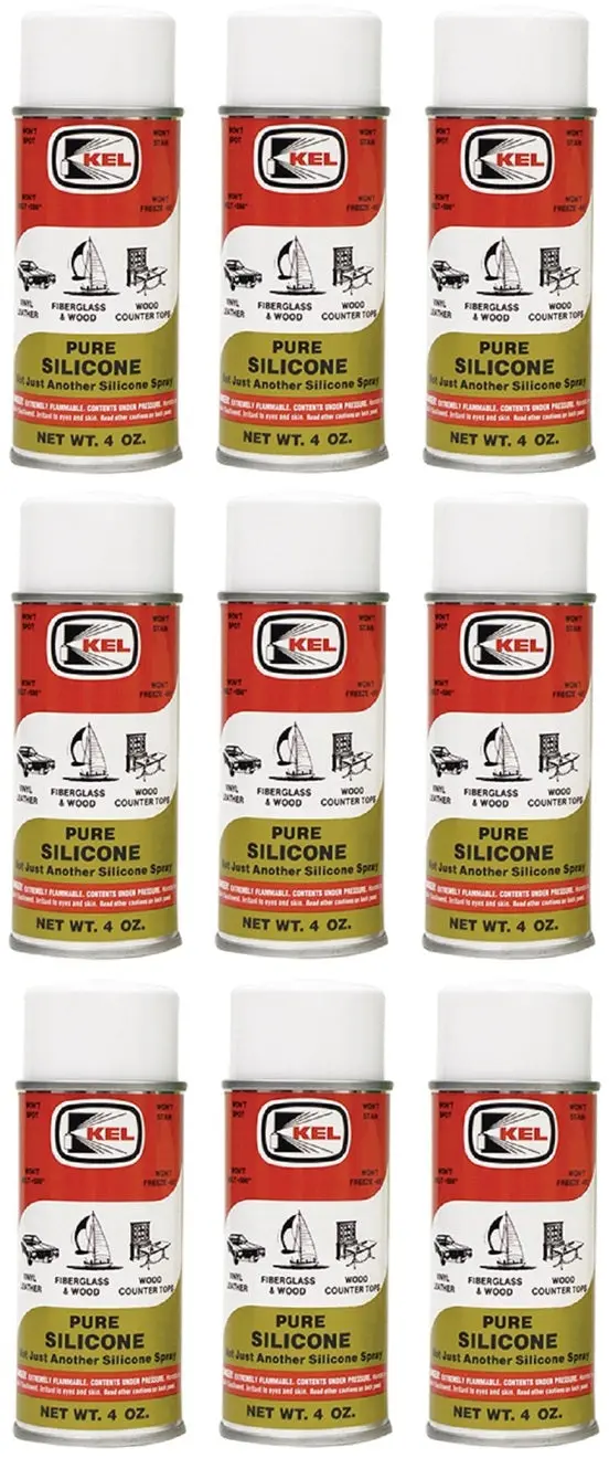 Kellogg’s Pure Silicone Lubricant Spray – 4 oz Can, Pack of 9 (Model KEL 57555)