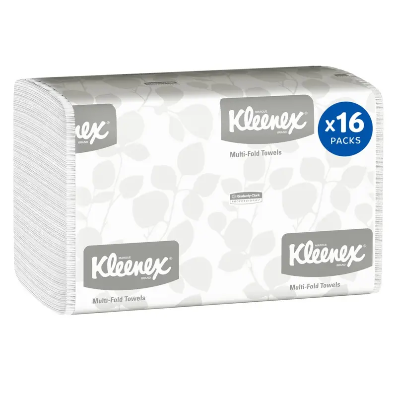 Kleenex® Multi-Fold Paper Towels – 9.2″ × 9.4″ Efficient Dispenser Format (16-Pack Case), SKU 01890