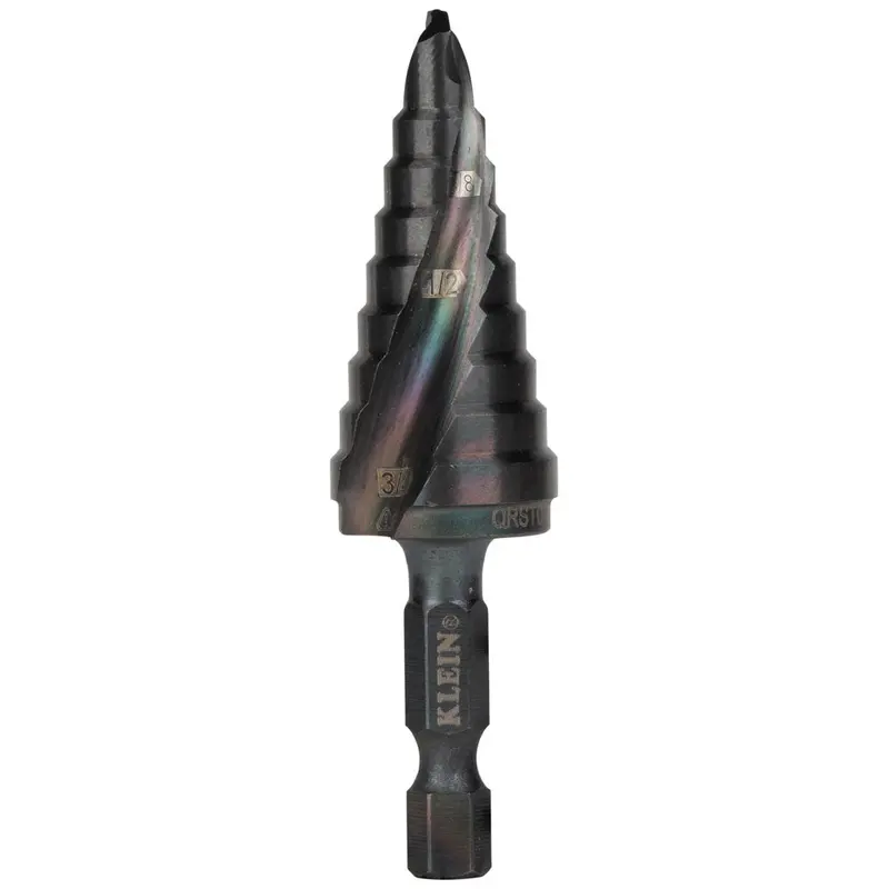 Klein Quick-Release Step Drill Bit – Spiral Flute, 1/4″ to 3/4″, QRST03