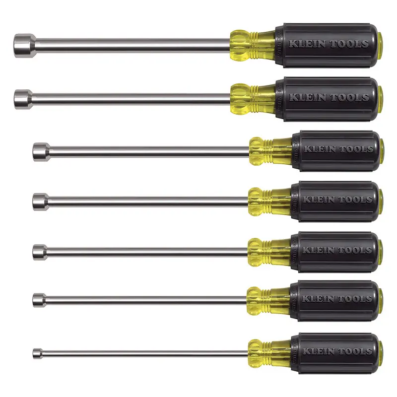 Klein Tools 7-Piece Magnetic Nut Driver Set – 6-Inch Shaft Length, 647M Professional Kit