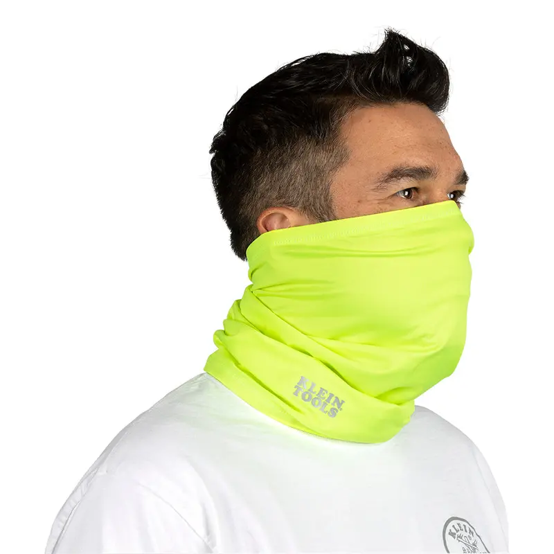 Klein Tools Hi-Visibility Yellow Neck & Face Cooling Band – ANSI-Compliant, UV-Resistant