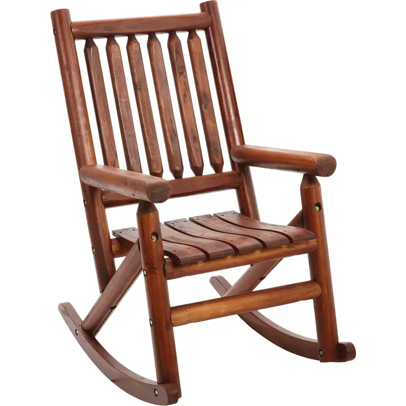 Leigh Country Porch Rocker — Amber-Log Stained Acacia Wood, Single Seat 1