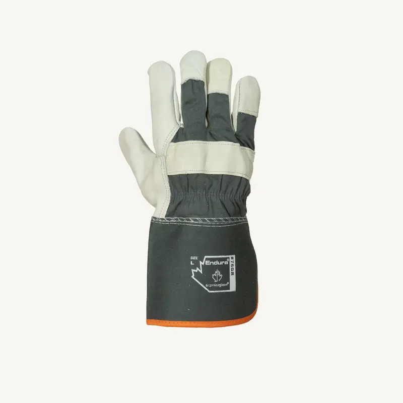 Liquid-Resistant Grain Leather Work Gloves – Rubberized Cuff, Durable Grip