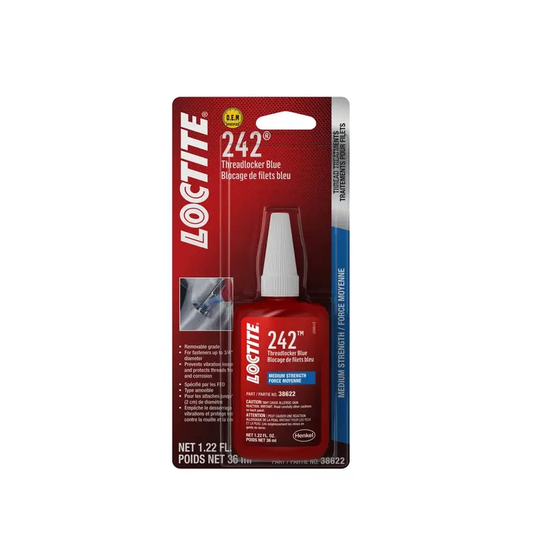 Loctite 242 Blue Medium-Strength Threadlocker – Removable, Vibration-Resistant (135355)