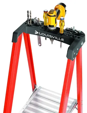 Louisville FXP1800HD Fiberglass Step Ladder – 6 ft Pinnacle Series with 36″ Handrail
