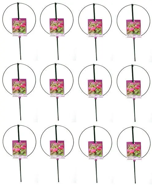 Luster Leaf Folding Peony Support Hoops – 18″ × 30″, Lightweight Steel Ring (12-Pack)