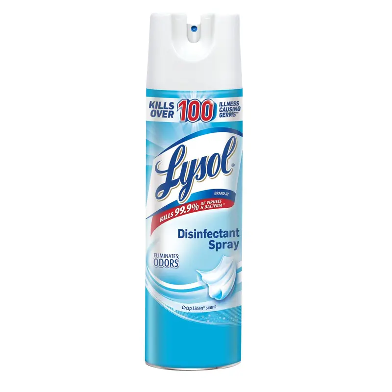 Lysol Disinfectant Spray – Crisp Linen Scent, 350g Compact Aerosol (RAC34052)