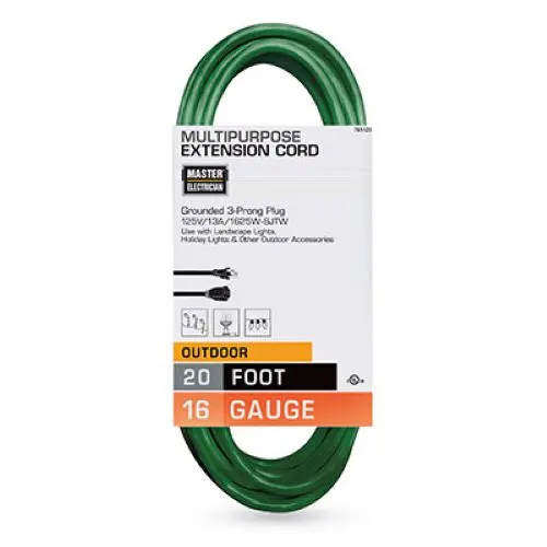 Master Electrician 02352-05ME 20-Foot Outdoor Landscape Extension Cord (16/3 Gauge, Green Vinyl) – Pack of 4