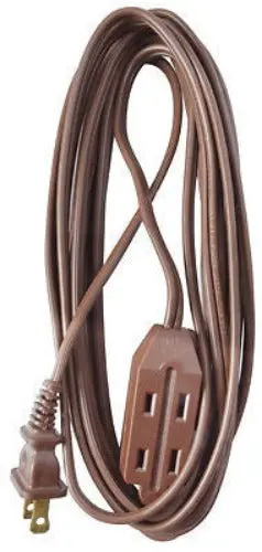 Master Electrician 15-Foot Brown Vinyl Cube Tap Household Extension Cord (16/2 SPT2) – Pack of 12