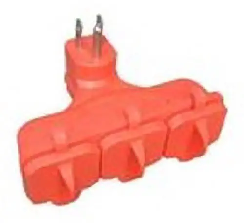 Master Electrician KAB-3FLU-ORG Outdoor 3-Way Plug Adapter – Orange Weatherproof Outlet Splitter, Pack of 4