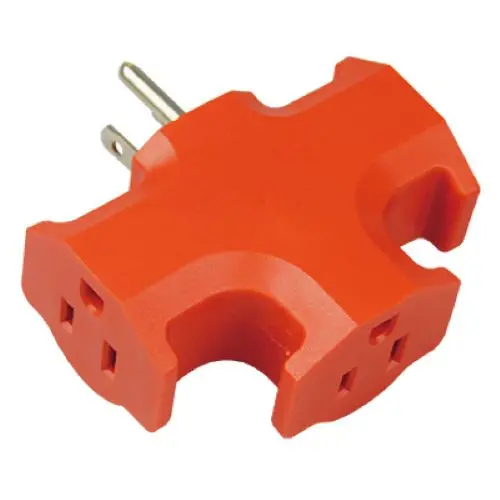 Master Electrician KAB-3FT Heavy-Duty Orange 3-Way Grounded Outlet Adapter – Pack of 24