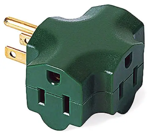 Master Electrician KAB3FT-1 Heavy-Duty Green 3-Way Indoor Grounded Plug Adapter – Pack of 4