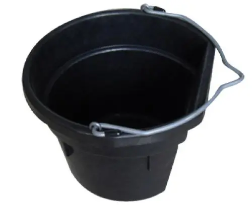 Master Rancher 12-Qt Utility Bucket – Black Rubber with Flat Back (Pack of 2)