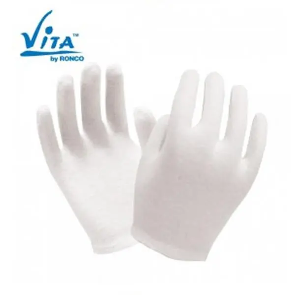 Men’s Unhemmed Cotton Inspection Gloves – Ronco Vita String Knit, Style 65-115-01