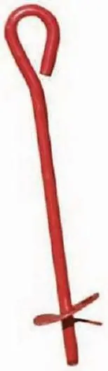 Midwest 901018A Red Twist-In Tree Stake Set – 6″ x 48′, Metal Ground Anchor (2-Pack)