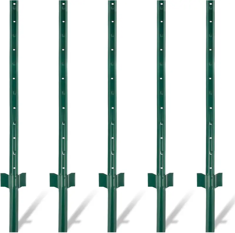 Midwest Air Tech 901150A 6′ Green Light-Duty U-Style 14-Gauge Fence Post – Pack of 5