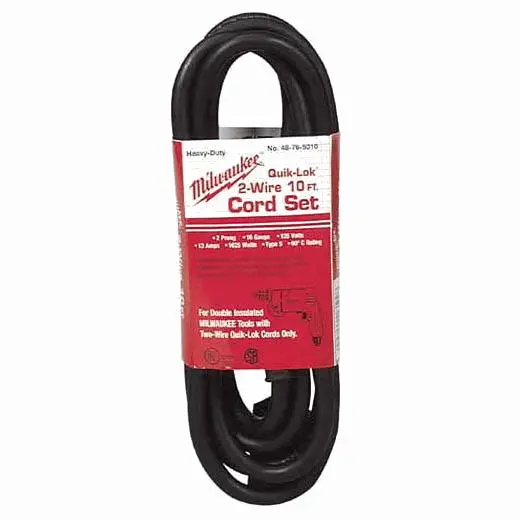 Milwaukee 10-Foot 2-Wire QUIK-LOK Replacement Cord – Industrial-Grade Power Cable, 48-76-5010
