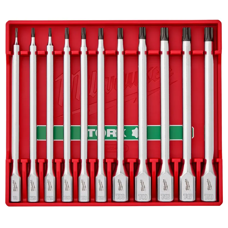Milwaukee 11-Piece Dual-Drive TORX® Bit Socket Set – Compatible with 1/4″ & 3/8″ Drives, 48-22-9534