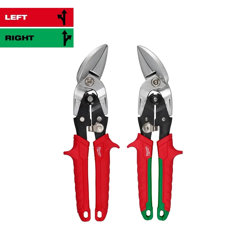 Milwaukee 2-Piece Offset Aviation Snip Set – Ergonomic Precision Cutting Tools, 48-22-4553