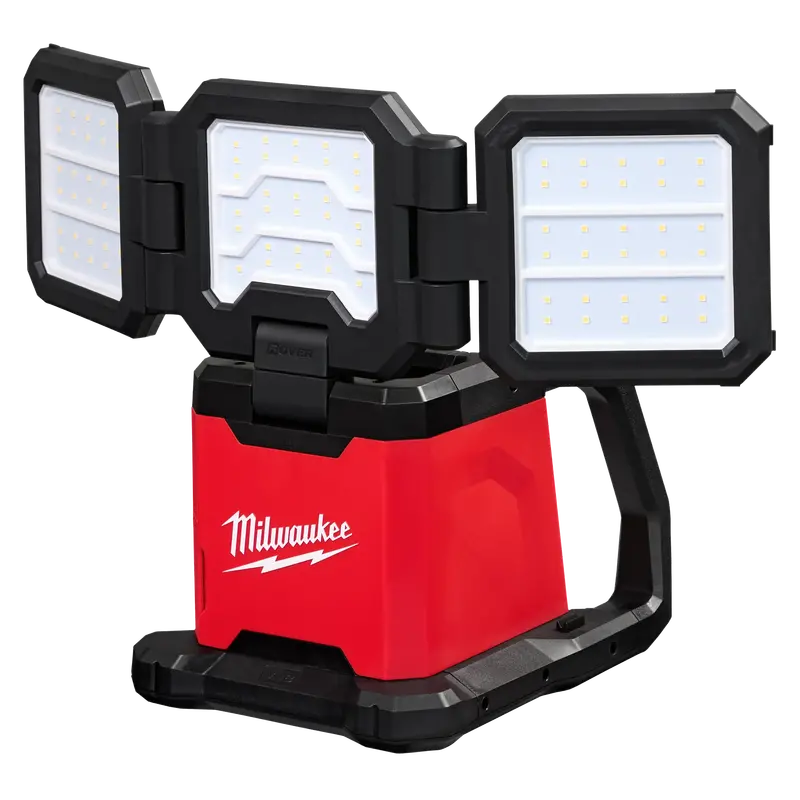 Milwaukee 2368-20 M18 ROVER Dual-Power Triple-Panel Flood & Area Light – Portable, Bright Site Illumination