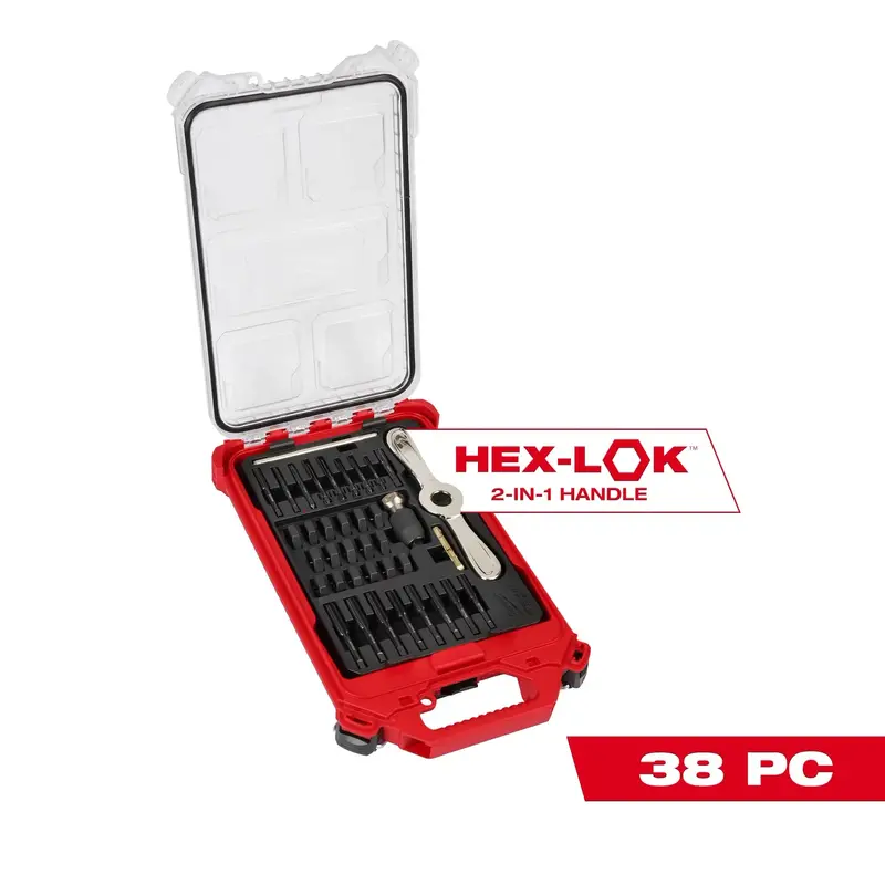 Milwaukee 38-Piece Metric Tap and Die Set in PACKOUT Case with Hex-LOK Handle – Model 49-22-5603