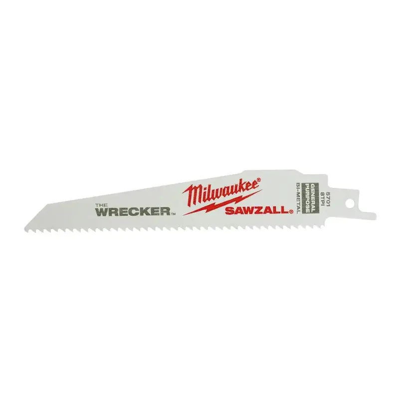 Milwaukee 6-Inch The Wrecker SAWZALL Blades – 7/11 TPI Multi-Material – 5-Pack – Model 48-00-5701