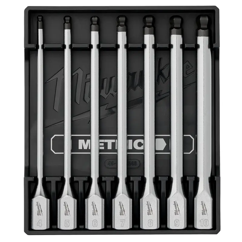 Milwaukee 7-Piece 3/8″ Drive Metric Long Ball-End Hex Bit Socket Set, 48-22-9548
