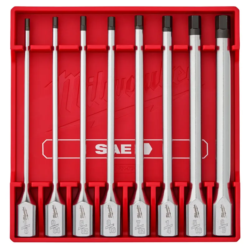 Milwaukee 8-Piece 3/8″ Drive Long Hex Bit Socket Set – SAE Standard, 48-22-9546
