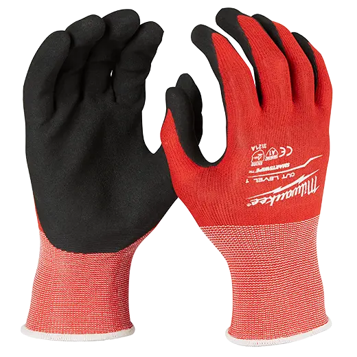 Milwaukee Cut Level 1 Nitrile-Dipped Gloves – Entry-Level Grip & Durability, 12-Pack